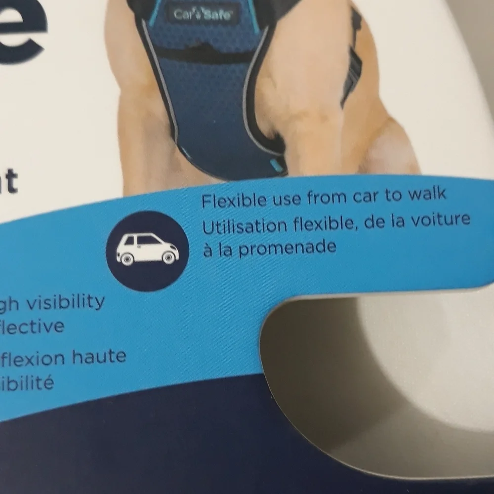 CarSafe Blue and Black Dog Harness New With Tag Size Medium Lightweight